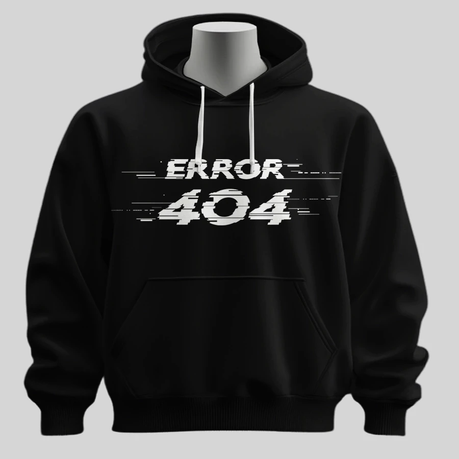 Error 404 Glitch Graphic Hoodie | Premium Cotton Fleece