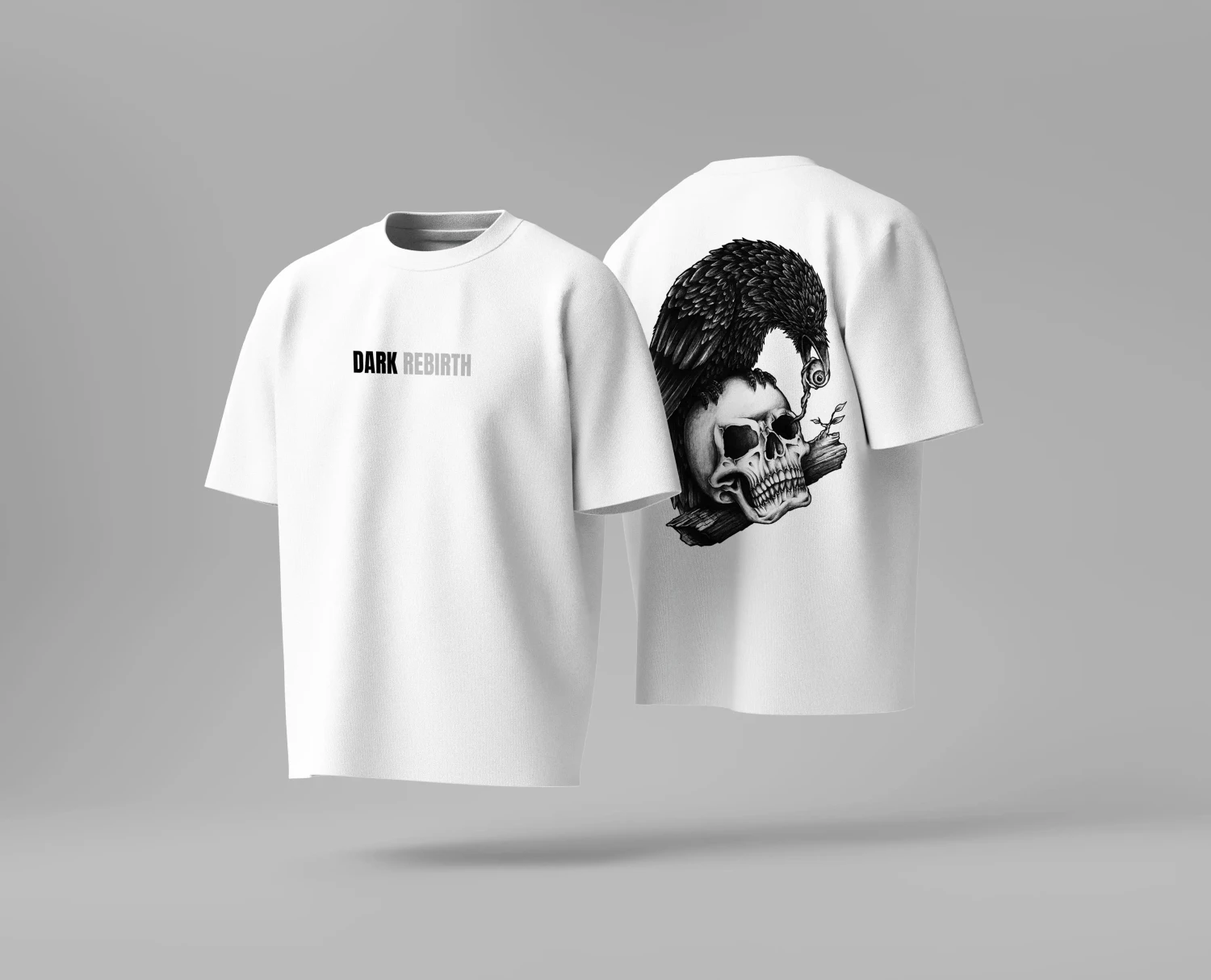"Dark Rebirth" Crow & Skull Graphic Tee | 240GSM Cotton