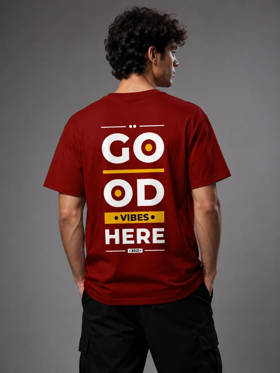 Good Vibes Here Back Print T-shirt | Positive Typography