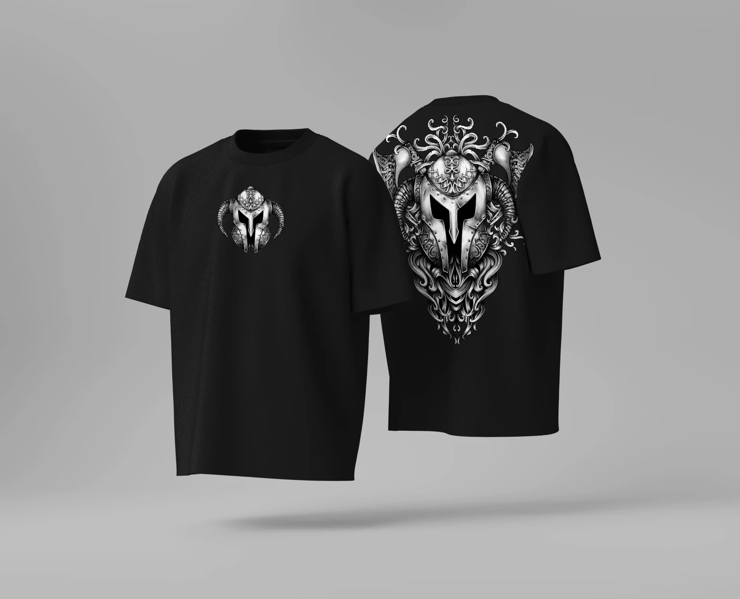 Ornate Warrior Helmet Graphic T-shirt | 240GSM Cotton