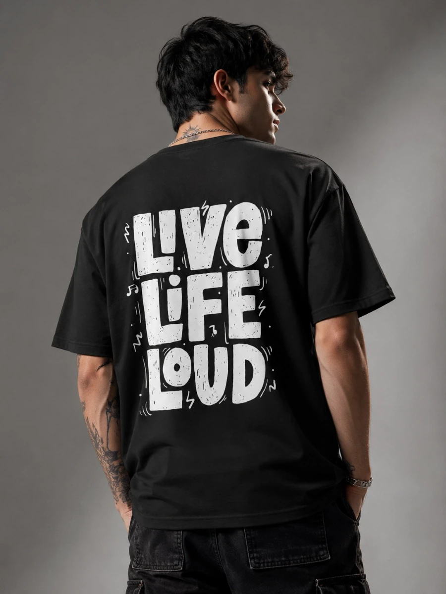 Live Life Loud Graphic Tee | Bold Back Print Shirt