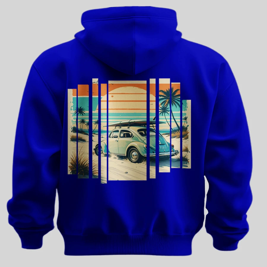 Vintage Beach Car Graphic Hoodie | Retro Surf Vibe