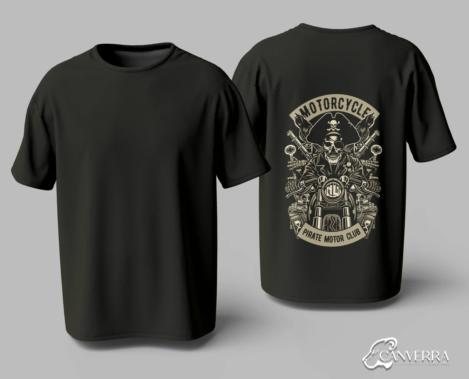 Pirate Motor Club Skull Biker T-shirt