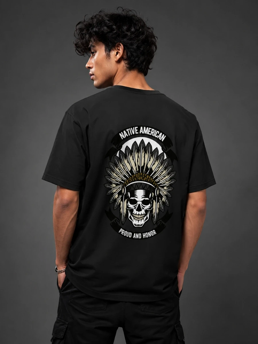 Proud & Honor Tribal Skull Headdress T-shirt
