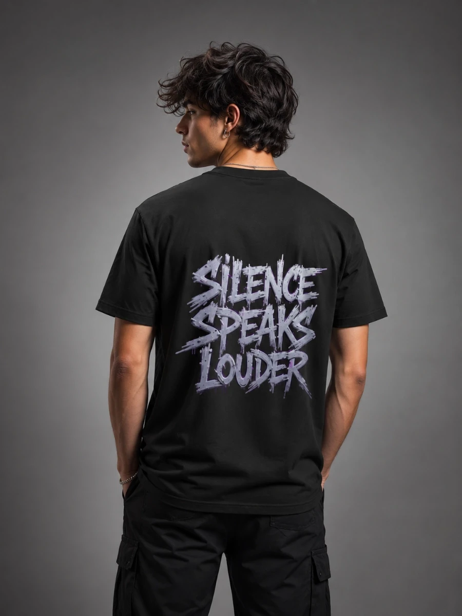 Silence Speaks Louder Graffiti T-shirt | Edgy Back Print Shirt