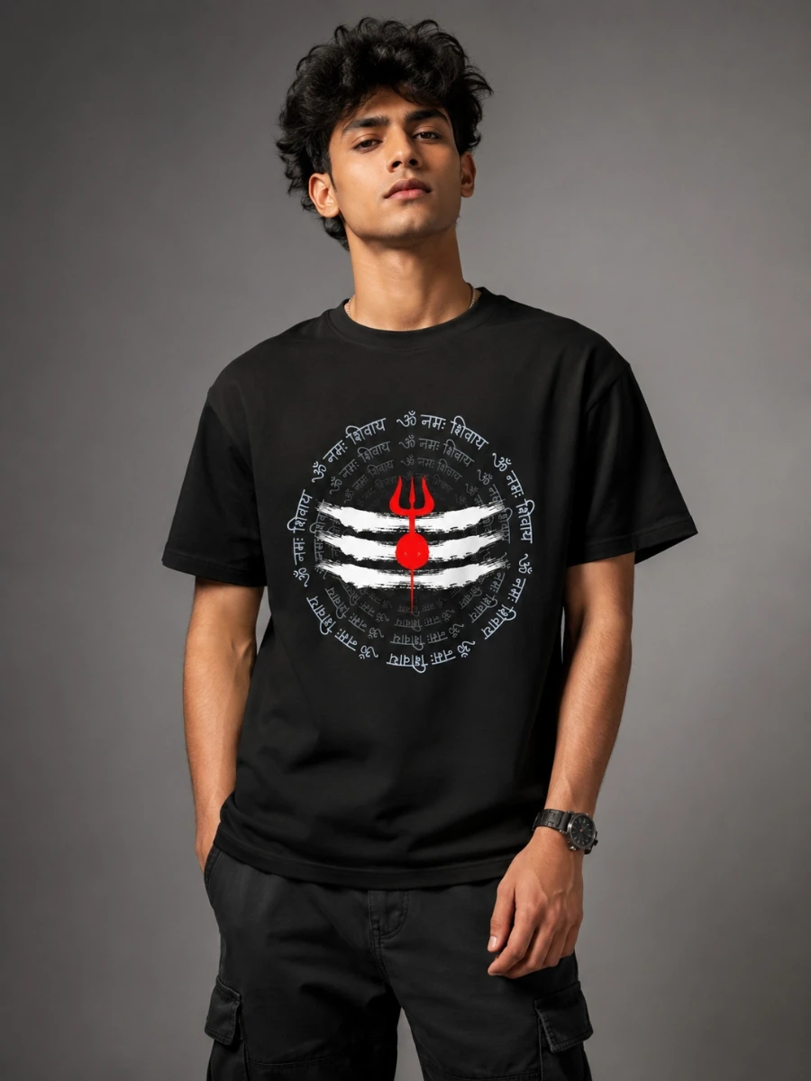 Shiva Trishul Tripundra Spiritual Graphic T-Shirt