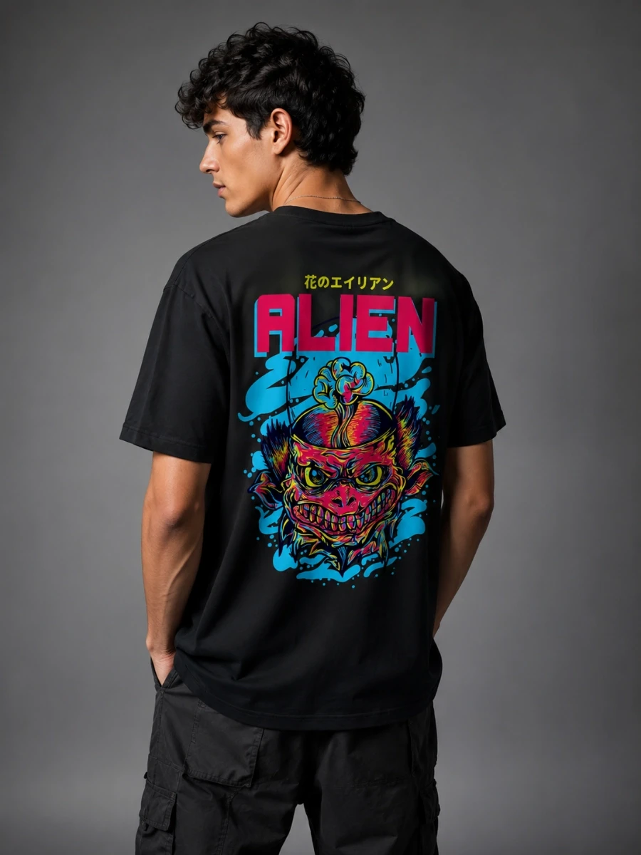 Alien Flower Japanese Streetwear T-shirt