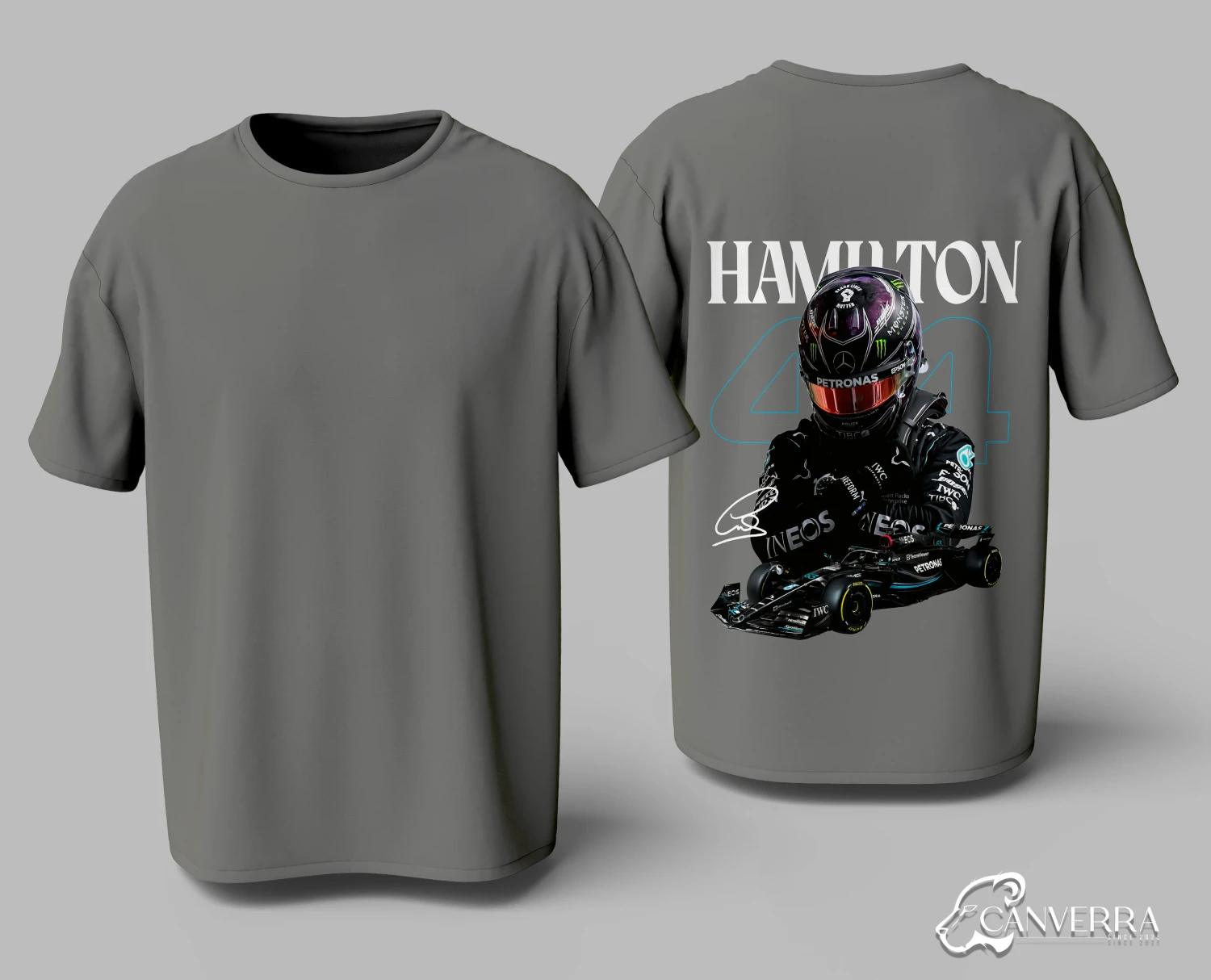 Lewis Hamilton 44 F1 Mercedes Back Print T-Shirt