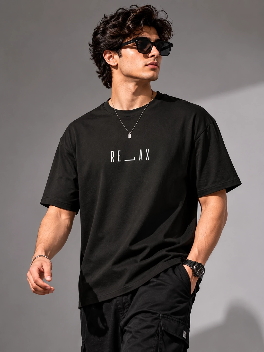 "Relax" Minimalist Typography Tee | 240GSM Cotton