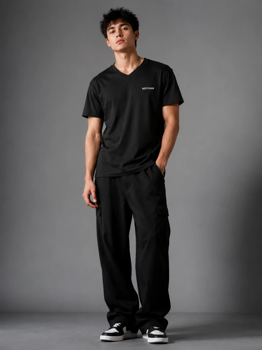 Rocksan Premium V-Neck Minimalist Cotton T-Shirt