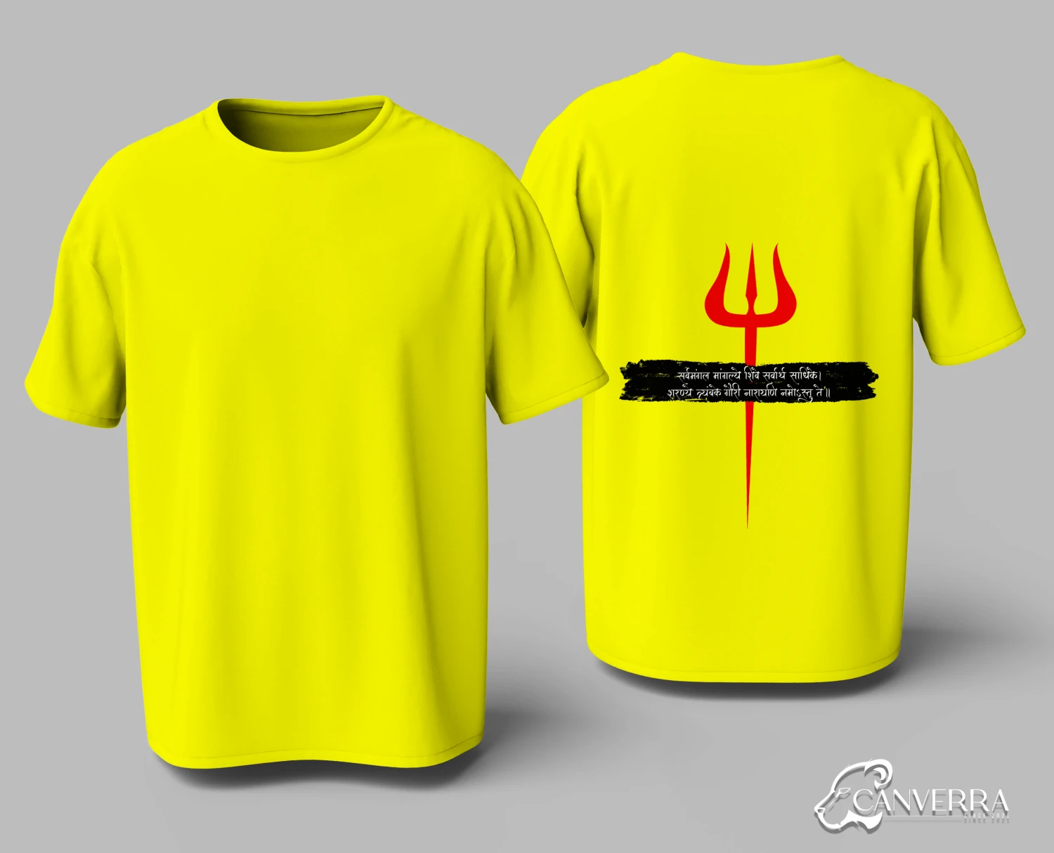 Trishul Mahamrityunjaya Mantra Spiritual Back Print T-Shirt