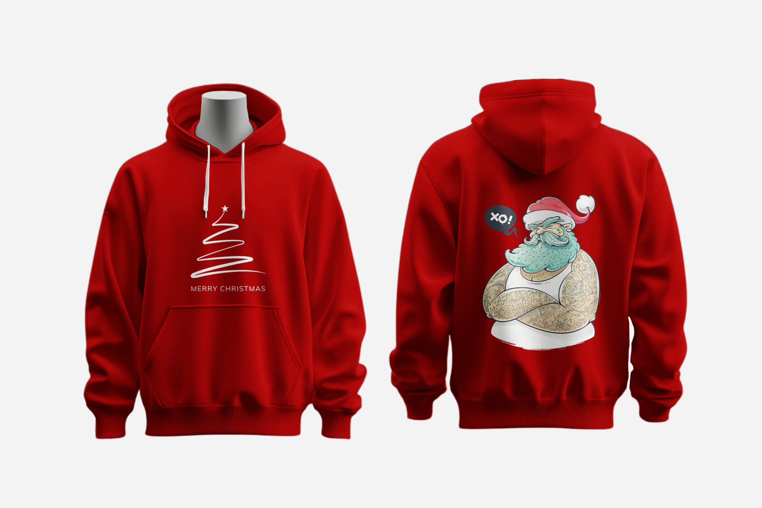 "Tattooed Santa" Dual-Print Christmas Hoodie