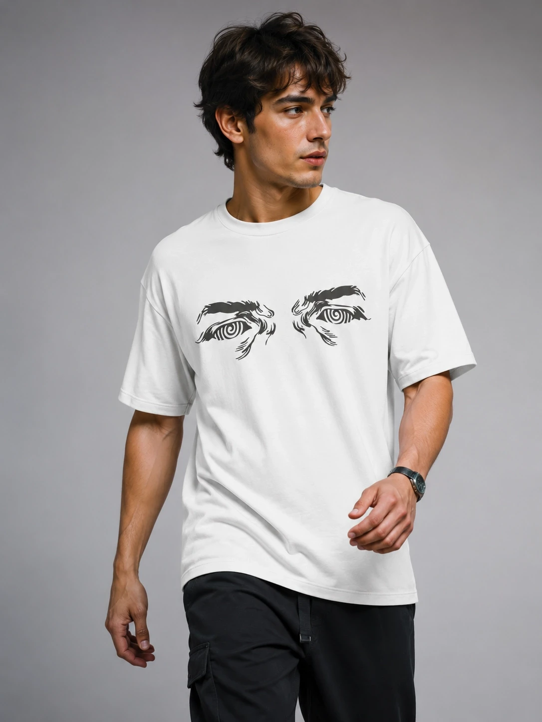 "Hypnotic Eyes" Spiral Graphic Tee | 240GSM Cotton